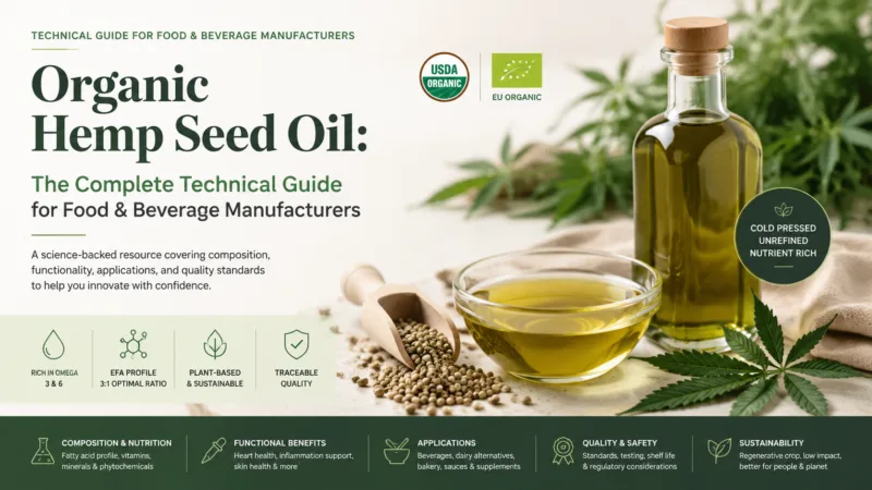 Organic Hemp Seed Oil: The Complete Technical Guide For Food &Amp; Beverage Manufacturers Organic Hemp Seed Oil: The Complete Technical Guide For Food &Amp; Beverage Manufacturers