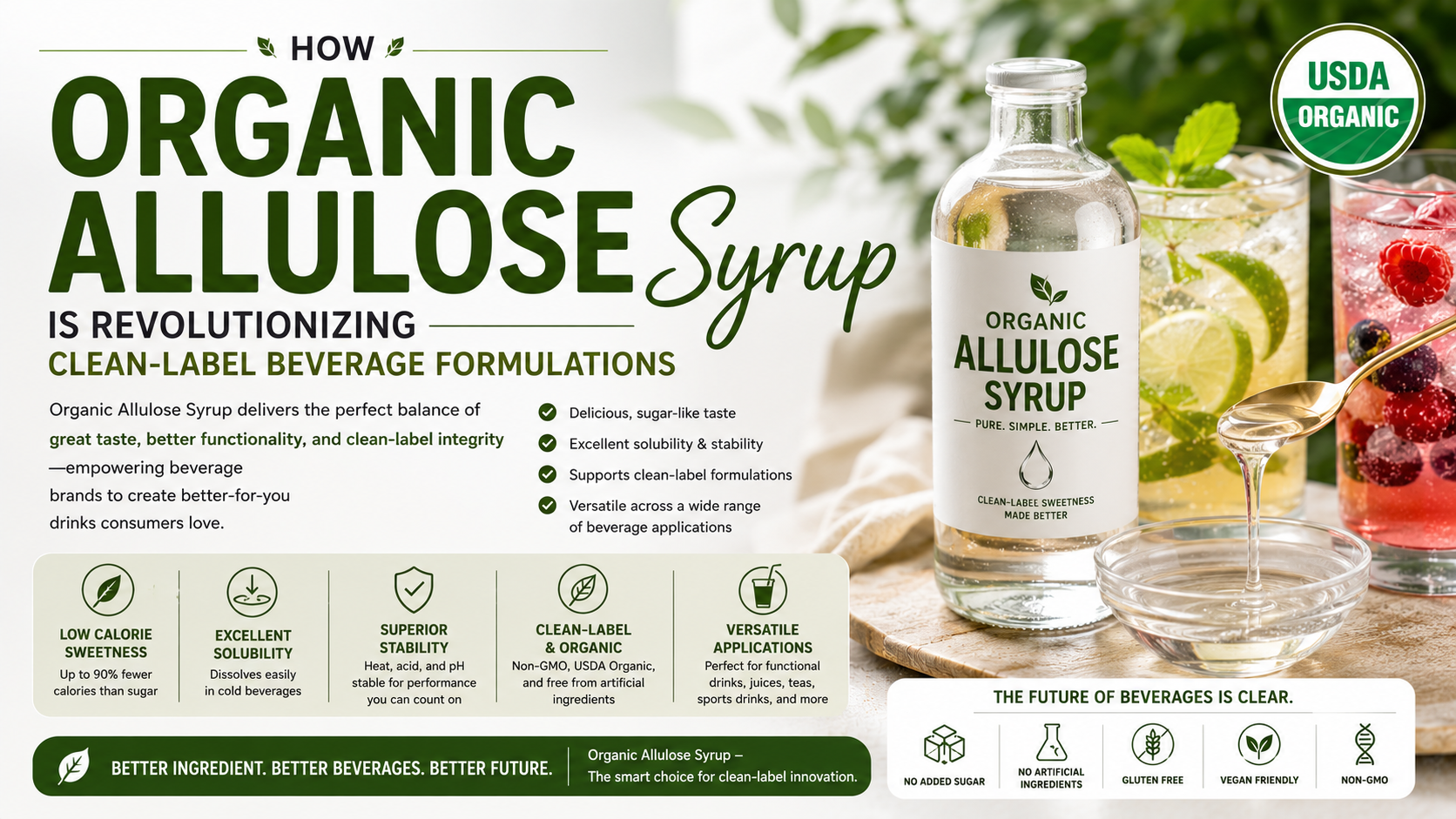 Organic Allulose Syrup: Complete Beverage &Amp; Liquid Application Guide For Food Manufacturers How Organic Allulose Syrup Is Revolutionizing Clean-Label Beverage Formulations