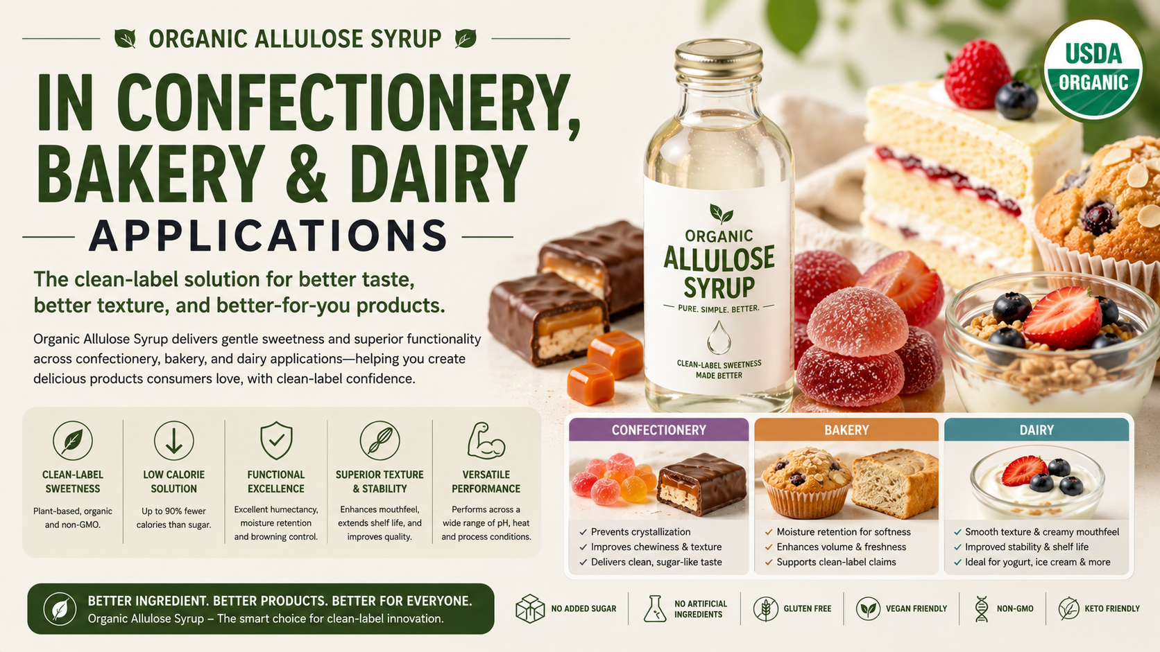 Organic Allulose Syrup In Confectionery, Bakery &Amp; Dairy Applications Organic Allulose Syrup In Confectionery, Bakery &Amp; Dairy Applications