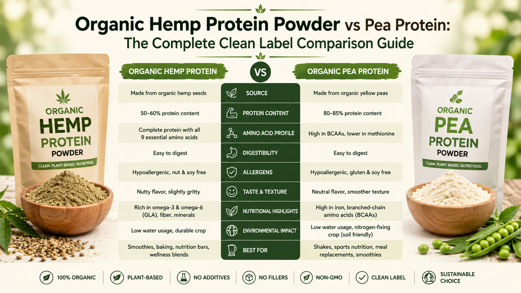 Organic Hemp Protein Powder Vs. Pea Protein: Which Is The Better Choice For Clean Label Brands? Organic Hemp Protein Powder Vs. Pea Protein Which Is The Better Choice For Clean Label Brands