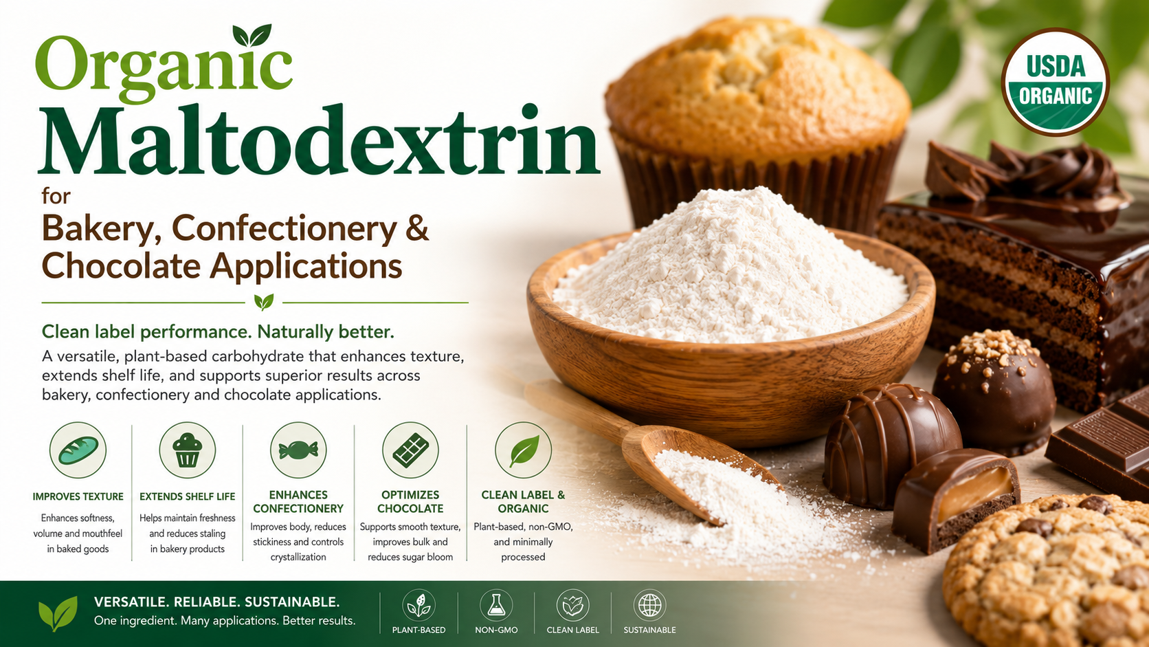 Organic Maltodextrin For Bakery, Confectionery &Amp; Chocolate Applications Organic Maltodextrin For Bakery, Confectionery &Amp; Chocolate Applications