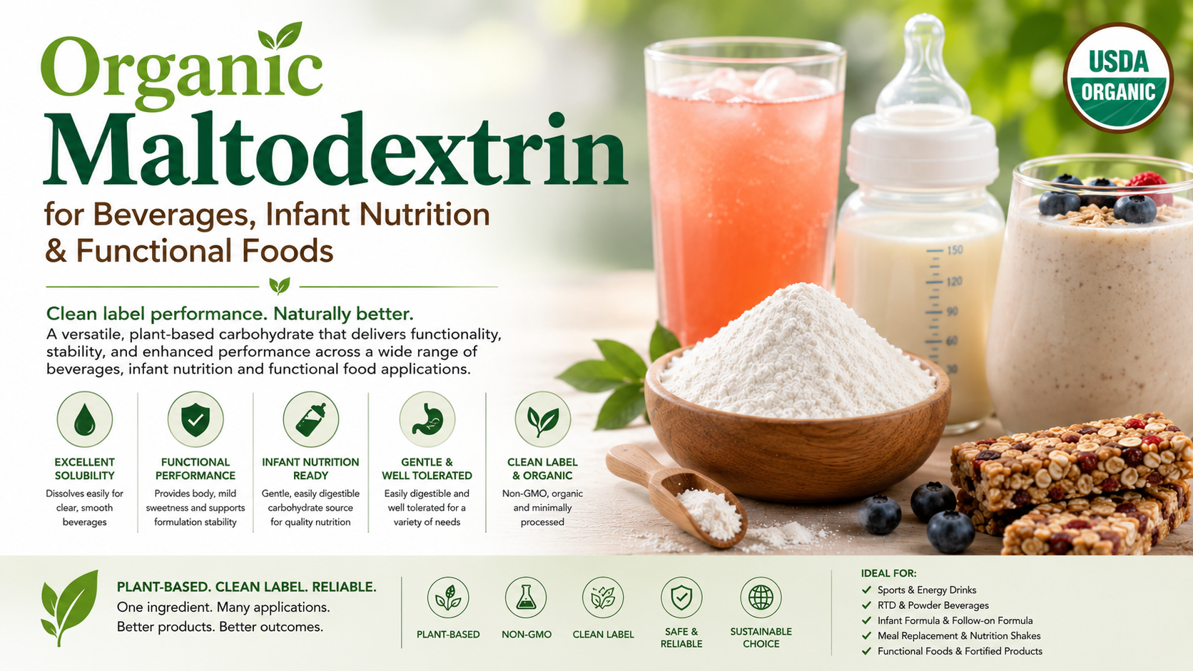 Organic Maltodextrin For Beverages, Infant Nutrition &Amp; Functional Foods Organic Maltodextrin For Beverages, Infant Nutrition &Amp; Functional Foods